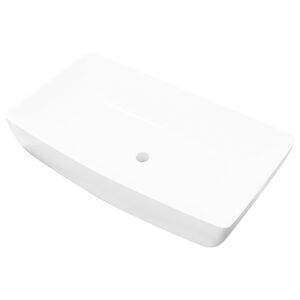 vidaXL Lavabo lujoso rectangular cer&aacute;minca blanco 71x39 cm
