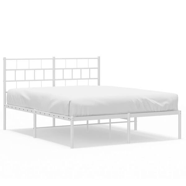 vidaXL Estructura cama sin colch&oacute;n con cabecero metal blanco 160x200cm