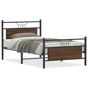 vidaXL Estructura de cama sin colch&oacute;n madera marr&oacute;n roble 100x190 cm