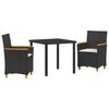 vidaXL Conjunto de Comedor de Jard&iacute;n 3 uds. Negro rat&aacute;n sint&eacute;tico