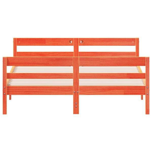 vidaXL Cama sin colch&oacute;n madera maciza de pino marr&oacute;n cera 140x200 cm
