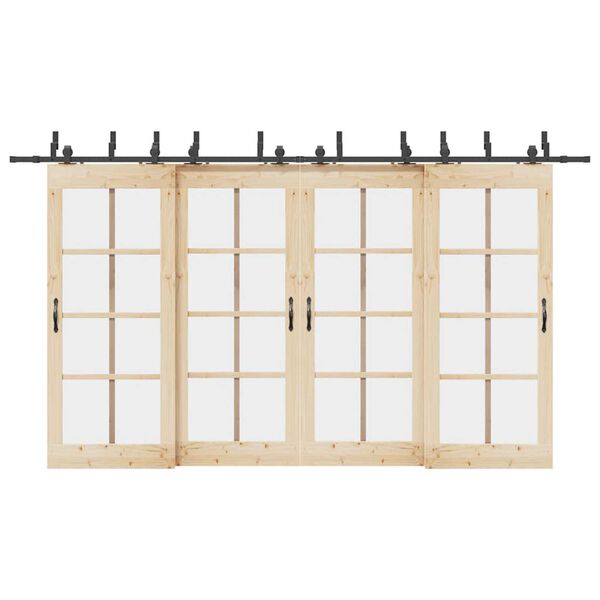 vidaXL Kit de herrajes para puertas correderas acero negro 400 cm