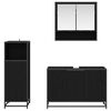 vidaXL Juego de muebles de ba&ntilde;o 3 pcs Roble Negro Madera de ingenier&iacute;a