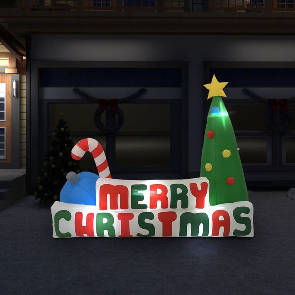 vidaXL &Aacute;rbol de Navidad inflable Merry Christmas con LEDs 240x188 cm