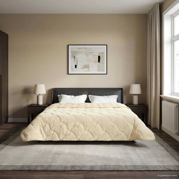 vidaXL Edred&oacute;n de Verano Acolchado Crema 220 x 240 cm