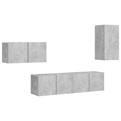 vidaXL Juego de muebles de salón 4 piezas gris hormigón