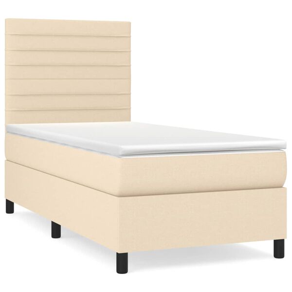 vidaXL Cama box spring con colch&oacute;n tela color crema 90x200 cm