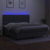 vidaXL Cama box spring colch&oacute;n y luces LED tela gris claro 200x200 cm