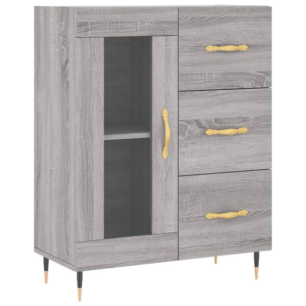 vidaXL Aparador de madera de ingenier&iacute;a gris Sonoma 69,5x34x90 cm