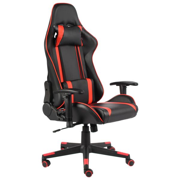 vidaXL Silla gaming giratoria PVC rojo