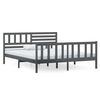 vidaXL Estructura de cama de madera maciza gris 140x190 cm