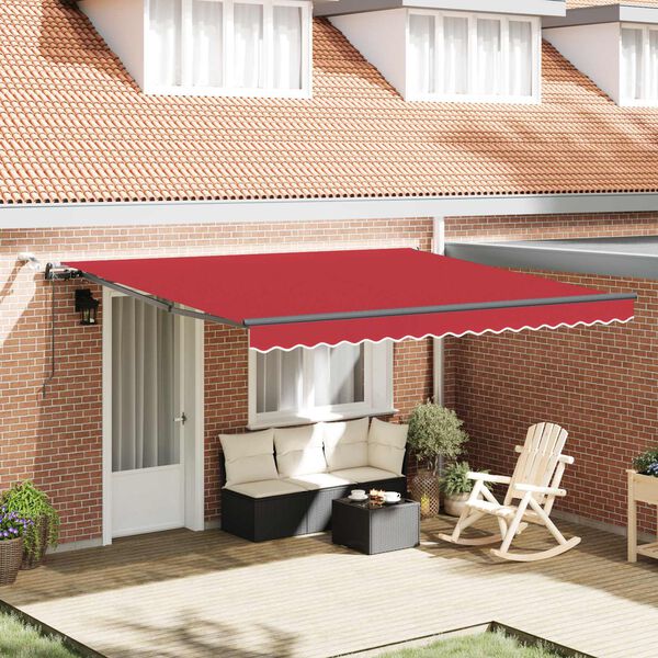 vidaXL Tela de toldo con Rojo 400 x 350 cm Poli&eacute;ster