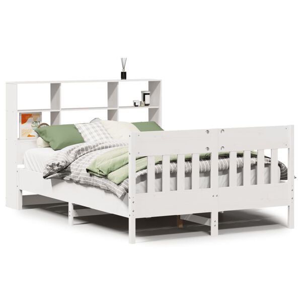 vidaXL Estructura de cama sin colch&oacute;n madera de pino blanca 140x190 cm