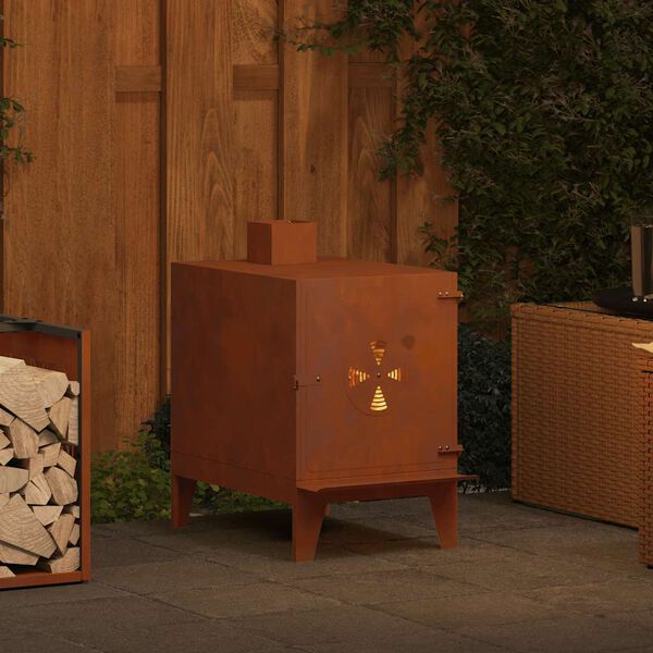 vidaXL Estufa de camping de acero corten 35x50x60 cm