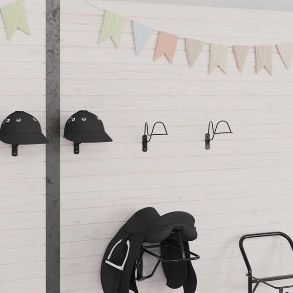 vidaXL Soporte de casco de equitación montaje en pared acero negro