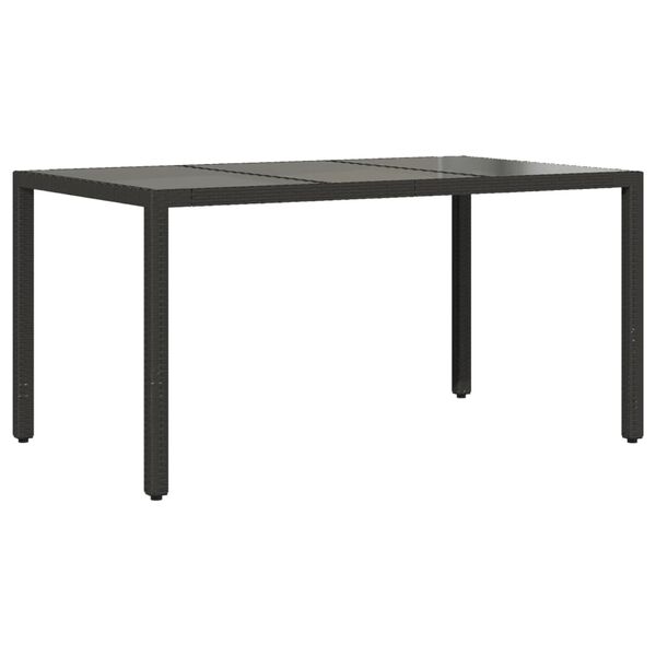 vidaXL Set comedor jard&iacute;n 7 pzas cojines rat&aacute;n sint&eacute;tico vidrio negro