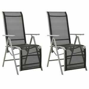 vidaXL Sillas de jard&iacute;n reclinables 2 uds textileno aluminio plateado