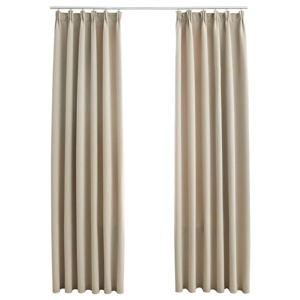vidaXL Cortinas opacas con ganchos 2 unidades beige 140x245 cm