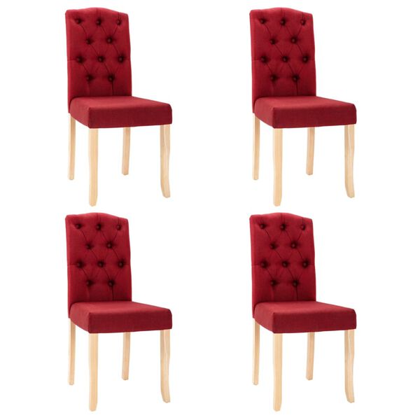 vidaXL Sillas de comedor 4 unidades de tela rojo tinto