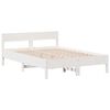 vidaXL Cama con estanter&iacute;a sin colch&oacute;n madera maciza blanca 160x200 cm