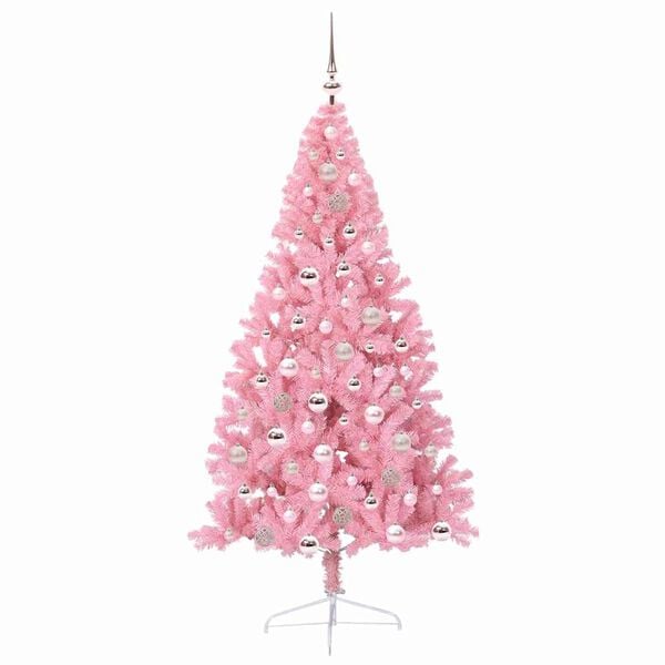 vidaXL &Aacute;rbol de Navidad Artificial Preiluminado Rosa 180 cm PVC