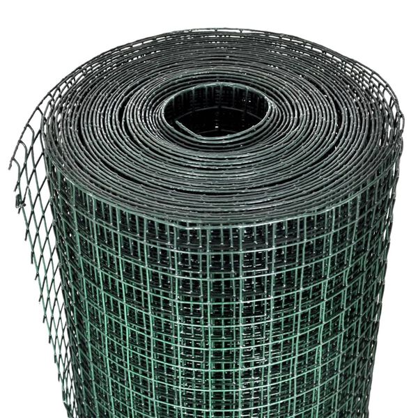 vidaXL Alambrada gallinero galvanizada recubrimiento PVC verde 25x1 m