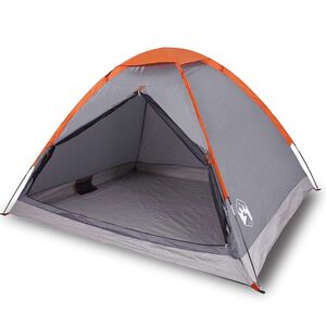 vidaXL Tienda de campa&ntilde;a igl&uacute; para 4 personas impermeable gris naranja