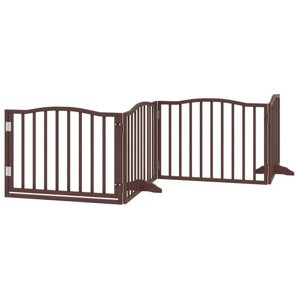 vidaXL Puerta de perros plegable 8 paneles madera &aacute;lamo marr&oacute;n 640 cm