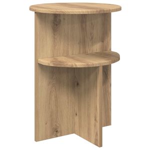 vidaXL Mesa lateral con almacenamiento Roble Artesanal &Oslash; 39,5 x 55 cm