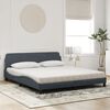 vidaXL Cama con colch&oacute;n Dover terciopelo gris oscuro 180x200 cm
