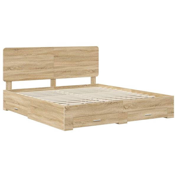 vidaXL Estructura de cama con cabecera Roble Sonoma 200 x 200 cm