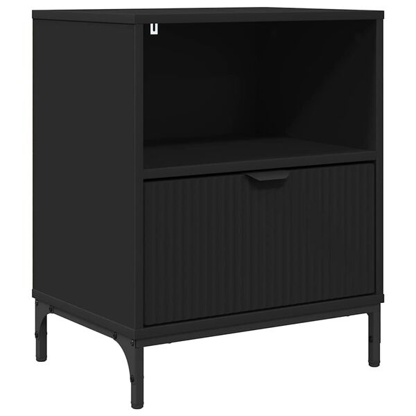 vidaXL Armario de Noche Negro 49 x 36 x 61 cm Madera contrachapada