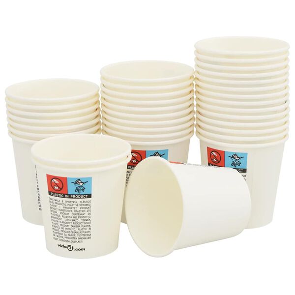 vidaXL Tazas de café de papel 1000 uds 4oz 100ml blanco