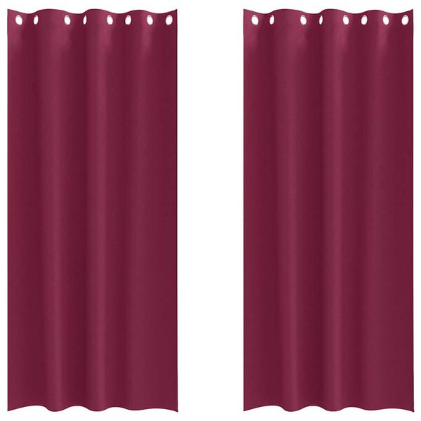 vidaXL Cortinas Opacas con Anillas 2 pcs Rojo vino 245 x 140 cm