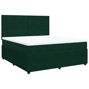 vidaXL Cama box spring con colch&oacute;n terciopelo verde oscuro 180x200 cm