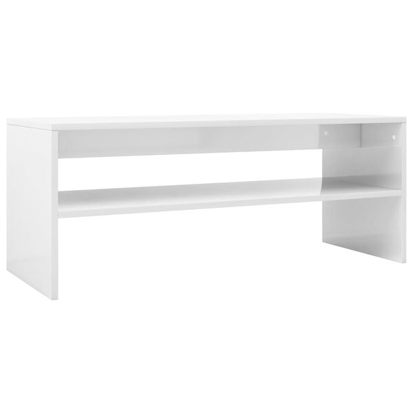 vidaXL Mesa de centro madera contrachapada blanco brillo 100x40x40 cm