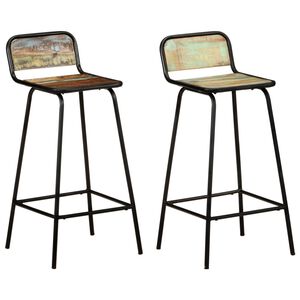 vidaXL Taburetes de cocina 2 unidades madera maciza reciclada