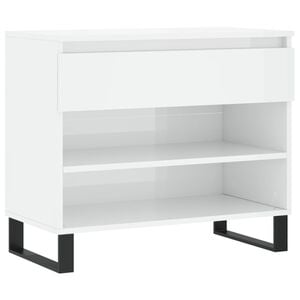vidaXL Zapatero madera contrachapada blanco brillo 70x36x60 cm