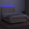 vidaXL Cama box spring colch&oacute;n y luces LED tela crema 140x200 cm