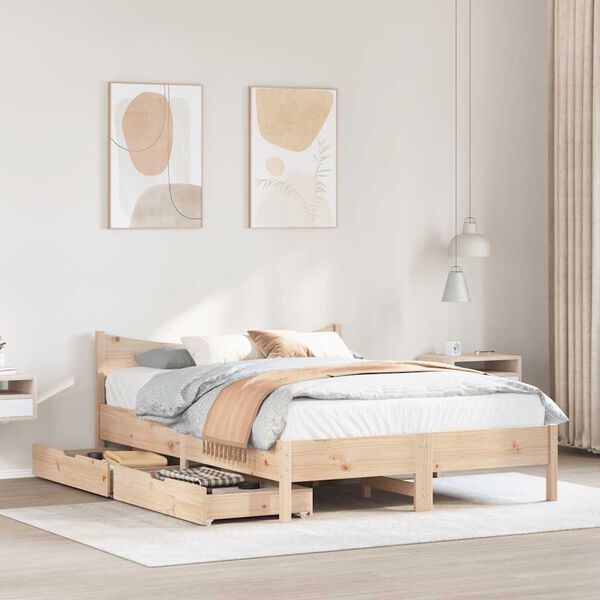 vidaXL Estructura de cama con cajones madera maciza de pino 120x200 cm