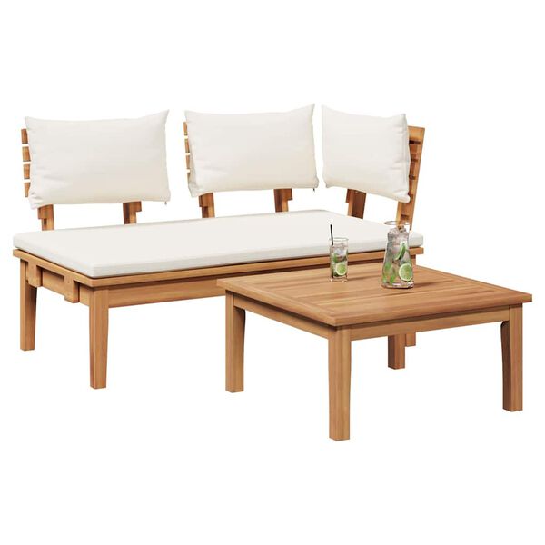 vidaXL Banco de jardín 2 pcs Marrón Madera maciza de Teca