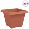 vidaXL Maceta cuadrada para flores 24 pcs Rojo Ladrillo Pl&aacute;stico