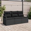 vidaXL Conjunto de sof&aacute;s de jard&iacute;n 3 pcs Negro rat&aacute;n sint&eacute;tico