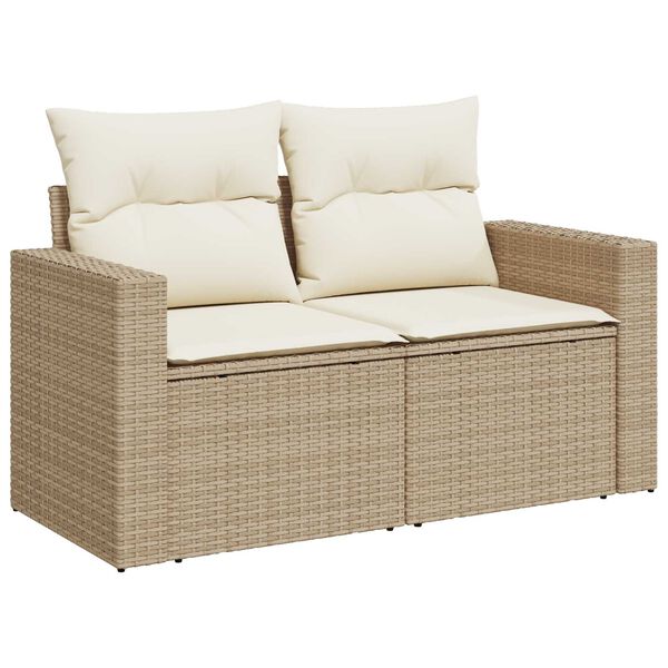vidaXL Conjunto de sof&aacute;s de jard&iacute;n 9 pcs Beige rat&aacute;n sint&eacute;tico