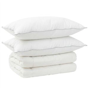 vidaXL Juego de edred&oacute;n y almohada 3 uds. 200x200 cm 4 estaciones Lana