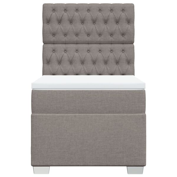 vidaXL Cama box spring con colch&oacute;n tela gris taupe 100x200 cm