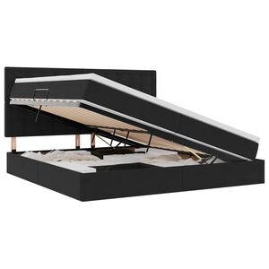 vidaXL Cama con almacenamiento y colch&oacute;n Negro 200 x 200 cm Terciopelo