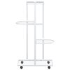 vidaXL Soporte para flores 4 alturas y ruedas hierro blanco 44x23x80cm