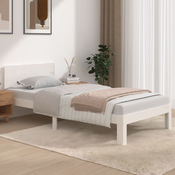 vidaXL Estructura de cama individual sin colch&oacute;n blanco 90x190 cm