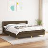 vidaXL Cama box spring con colch&oacute;n tela marr&oacute;n oscuro 180x200 cm